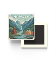 Norveç - Norway - Paper Cut Art - Baskılı Buzdolap Magneti Kare - 9x9 cm