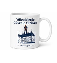 İskele Kuran İnşaat Ustasına Yüksekte Çalışan Güvenlik Kupası Hediye Bardak