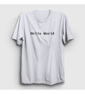 Presmono Unisex Beyaz Hello World Coder Programmer Developer Yazılımcı T-Shirt 334530tt (Beyaz)