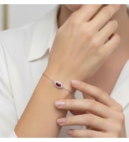 Usho Jewelry 925 Ayar Gümüş Mekik Bileklik (Kırmızı)