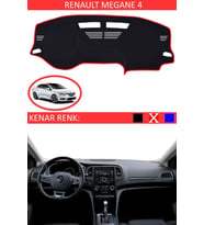 Renault Megane 4 Için Uygun Torpido Koruma Halısı Siyah Kenar Renk Kırmızı