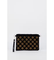 Kadın Puantiyeli Altın Taşlı Süet Bilek Askılı Ve Zincir Askılı Portföy El Ve Clutch Çanta