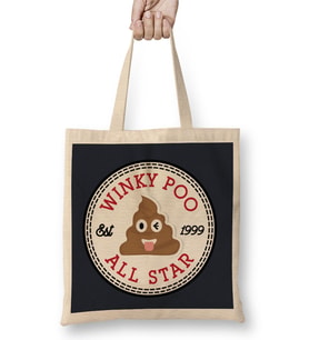 Winky Poo Emoji All Star Converse Logo Bez Çanta Uzun Saplı