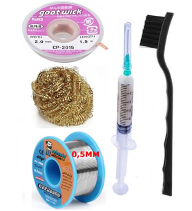 Havya Ucu Temizleme Teli Flux,lehim Emme Tel 2,0mm ve Lehim Teli Soldering 63SN/37PB Flux %1-3 40GR 0,5mm ST04