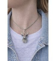 Forest Stag – Geyik Figürlü Eskitme Gümüş Renk Unisex Kolye