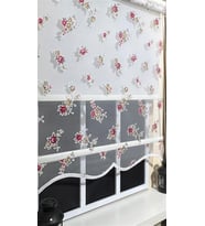 Çift Mekanizmalı Çiçekli Tül Stor ve Ekru Stor Perde ST 045