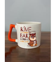 Kime Ne Yaptıysam Hakettiğinden Bak Kendime Kahve Yaptım Baskılı Turuncu Kulplu D Kupa (Beyaz)