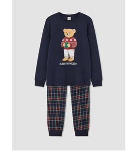 LCW Kids Lacivert Ayı Teddy Baskılı Erkek Çocuk Pijama Takımı