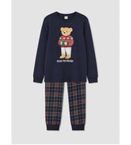 LCW Kids Lacivert Ayı Teddy Baskılı Erkek Çocuk Pijama Takımı