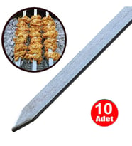 10 adet Tavuk Kanat Şiş Yassı Demir Mangal Barbekü Ciğer Kebap Sebze Şişi 70 (Metal)