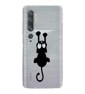 Xiaomi  Mi Note 10  Kamera Korumalı Kapak Çizgi Kedi Tasarımlı Şeffaf  Kılıf