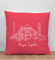 BK Gift Ayasofya Camii Tasarımlı Kırmızı Kırlent Yastık, Arkadaşa Hediye, Ev Dekorasyonu, Ev Hediyesi-1