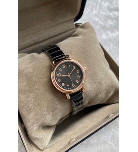 Özel Kutulu Minimal Kibar Kadın Kol Saati Metal Kordon Rose Gold Siyah Renk Özel Gün Hediyesi Kadına Eşinize Sevgiliye Ablaya Anneye Teyzeye Sevgililer Gününe Hediye Dogum Gunu Kardese İlave Not Eklenebilir