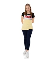 Toontoy  Kız Çocuk T-Shirt Paris Pul Nakış (Sarı)