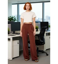 Kadın Yeni Moda Geniş Paça Uzun Boy Dokuma Yüksek Bel Wide Leg Geniş Paça Pilili Pantolon (Mavi)