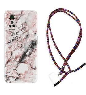 General Mobile GM 21 Pro GM 22 Pro Plus Kılıf Boyun Asklı Rasta Silikon Colorfull Marble 2 1389