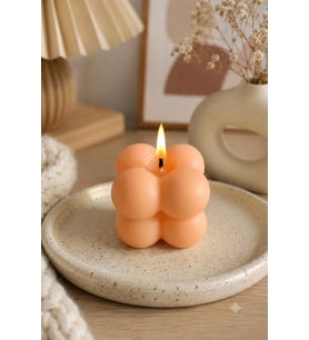 Mini Bubble 3'lü Mum - Mumelia Candles Doğal Soya, El Yapımı, Dekoratif - Turuncu