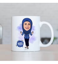 Kişiye Özel Başörtülü Anneye Hediye Karikatürlü Kupa Bardak