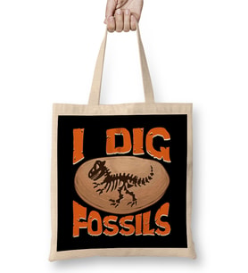Funny I Dig Fossils Paleontology Pun Dinosaur Bez Çanta Uzun Saplı
