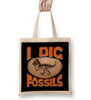 Funny I Dig Fossils Paleontology Pun Dinosaur Bez Çanta Uzun Saplı