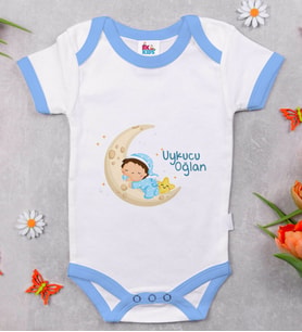 BK Kids Uykucu Oğlan Tasarımlı Mavi Bebek Body Zıbın-1
