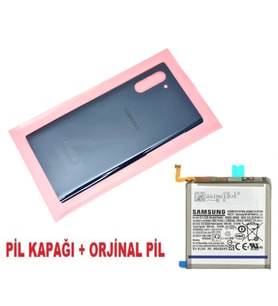Tkgz Samsung Galaxy NOTE 10 Arka Pil Batarya Kapağı + PİL (CAM) SİYAH