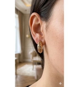 Xuping Rose Gold Renginde Motifli Zirkon Taşlı Kadın Çelik Küpe