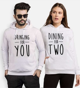 Tshirthane Drinking For You Dining For Two Sevgili Kombinleri Kapüşonlu Kombini (Tek Ürün Fiyatıdır.)