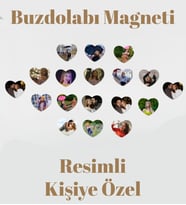 Kişiye Özel Resim Fotoğraf Baskılı Kalp Buzdolabı Magneti 8x7 cm (18 Adet)
