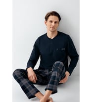 Arnetta Erkek %100 Pamuklu 4 Mevsim Cepli Uzun Kol Ekose Pijama Takım