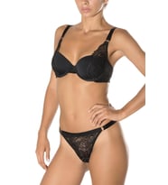 DoReMi Dark Intence Push-Up Dolgulu Dantel Detaylı Sütyen Takım (Siyah)
