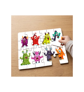 Sevimli Canavarlar - Monsters Tasarımlı 24 Parça Ahşap Çocuk Puzzle MPK0746