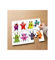 Sevimli Canavarlar - Monsters Tasarımlı 24 Parça Ahşap Çocuk Puzzle MPK0746