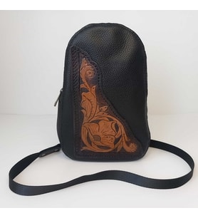 A Leather El Yapımı Hakiki Deri Motifli Kadın Bel ve Omuz Çanta