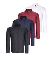 DÖRTLÜ SET G725 DEWBERRY ERKEK GÖMLEK-SİYAH-BEYAZ-LACİVERT-BORDO