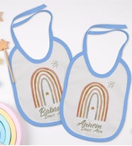BK Kids Kişiye Özel Anne ve Baba Tasarımlı 2’li Mavi Mama Önlüğü-1