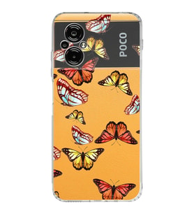 PrintiFy Xiaomi Poco M5 ile Uyumlu 1mm Slim Fit Water Color 2 Baskılı Şeffaf  Kılıf