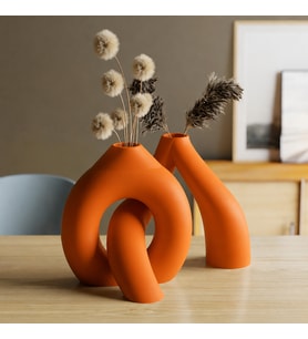 Northcity 3D Baskı Interlocking Vazo - İç İçe Geçen Dekoratif Vazo-Turuncu