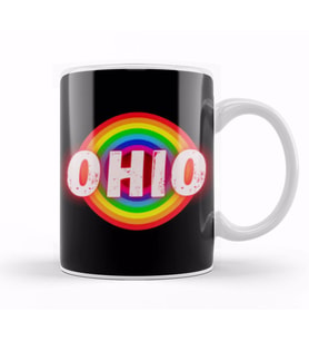 Ohio state flag gift   vintage Retro Rainbow Style Kupa Bardak Porselen