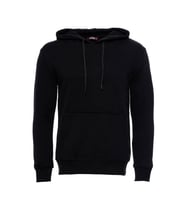 Kapşonlu Cepli Düz Siyah Erkek Sweatshirt - Wessi