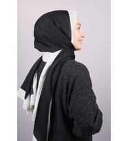 Düz Renk Şeritli Monogram Şal - Desen-01 - Renk-25