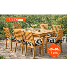 6 'lı Siyah Biyeli Sandalye Minderi 40x40x5 cm – Leke Tutmaz Sıvı İtici –SET 6 AD.