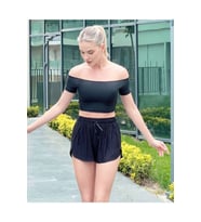 Siyah Beli Lastikli Mini Spor Şort