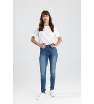 Özel Üretim Vintage Renkte Indigo Denim Rahat Doğal Yumuşak Mira12 Skinny Fit Kadın Jean Pantolon