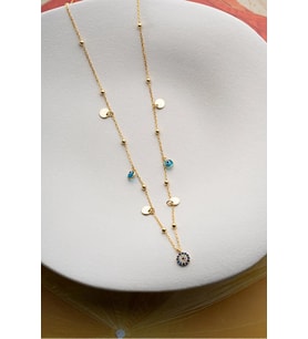 925 Ayar Papatya Silver Pullu Nazar Gözlü Nazar Kolye.rose.gold.rodaj