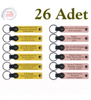 Sarı & Yavru Ağzı, 26’lı Set, Gülüp Öğrendiğiniz Günleri Anmak İçin, Öğrenci İsimli Deri Anahtarlık