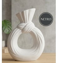 Kravat  model Dekoratif Vazo Seramik Şık Vazo El yapımı özel seri 27 cm (Beyaz)