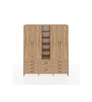 Hyperion Gardrop 9 Raflı 10 Çekmeceli 2 Askılı 220x44x243 Çam-Çam/Çam