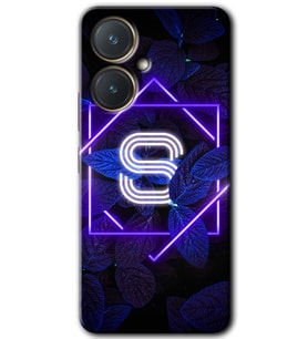 Vivo Y27 Kılıf HD Desen Baskılı Kılıf - Dark Neon Yaprak S Harfi