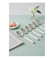 6’Lı Paslanmaz Çelik Yemek Kaşığı Seti Beyaz Saplı 15 Cm